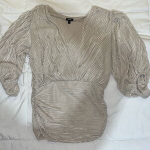 Express Beige Textured Women's Blouse